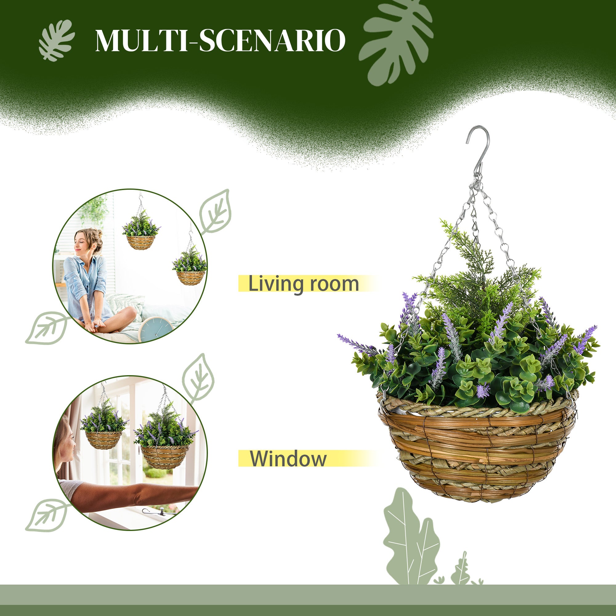 Artificial Hanging Lavender Pots, Set of Two Flower, Purple