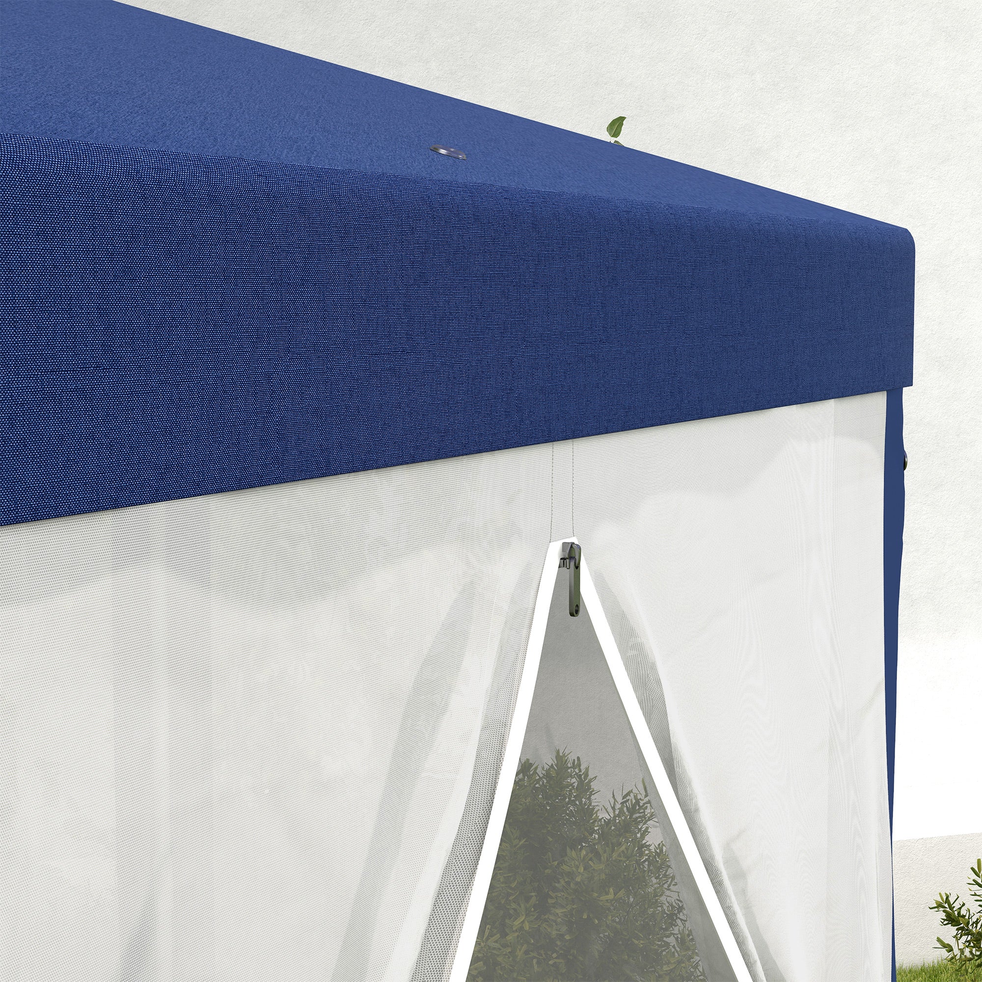 Gazebo Hexagonal 4x3m Water-Repellent Stable Winterproof Blue