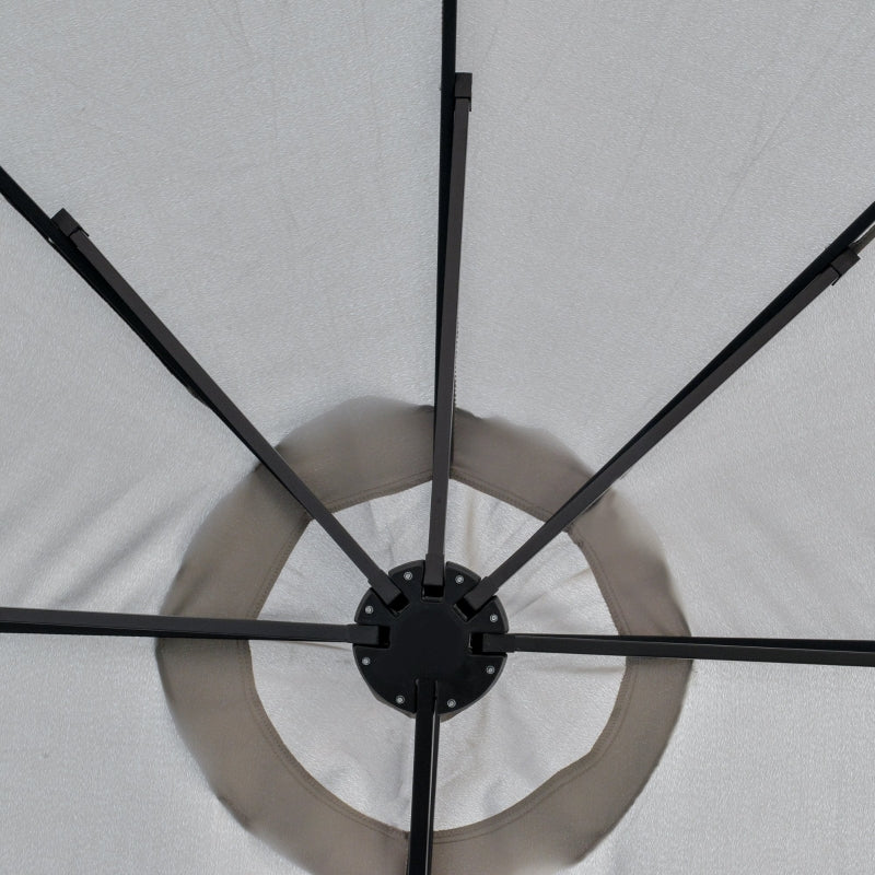 Parasol 4.5m Double LED Solar Garden Umbrella Light Grey Black