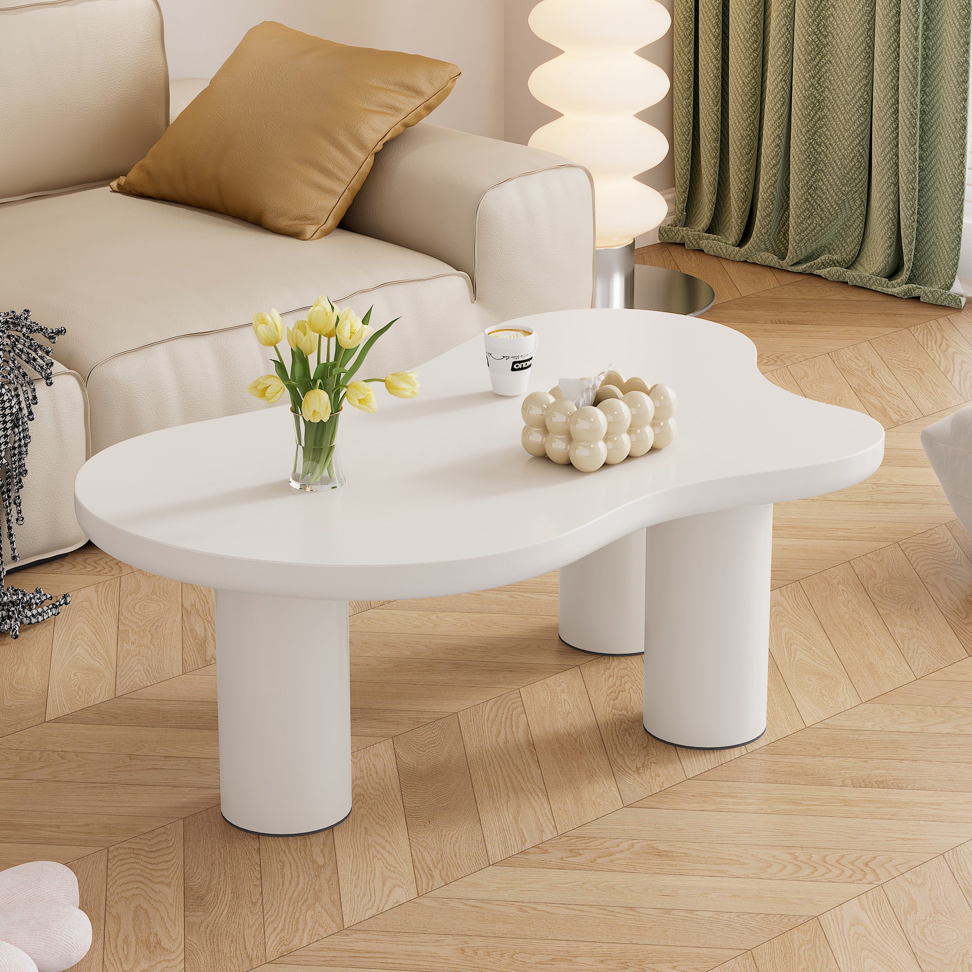 Irregular Cloud Coffee Table MDF Tabletop PVC Legs