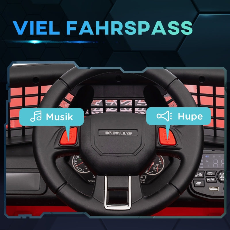 Children's Electric Car with Remote Control, LED Lights and 12V Motors, Red