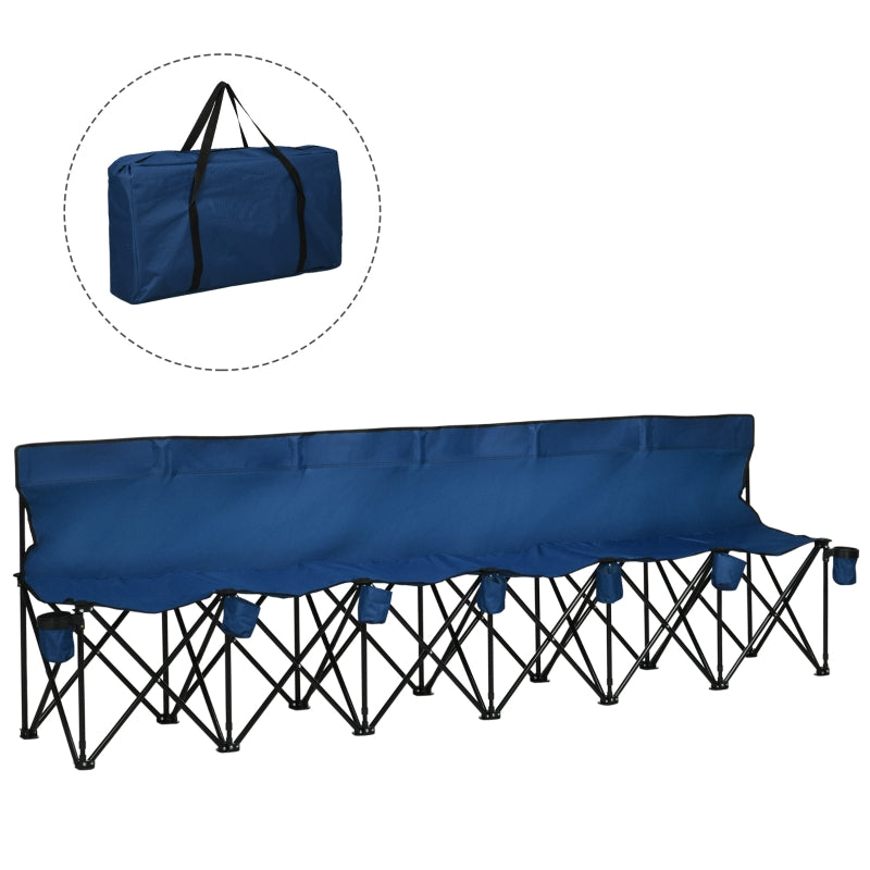 6 Seater Camping Chair, Folding with Cup Holders and Carry Bag, Blue