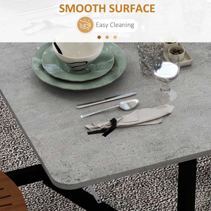 Mobile Drop Leaf Table, Folding Dining Table 6 Wheels & Brakes, Grey Marble Effect