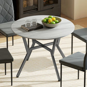 Dining Table Round Kitchen Black Legs 90 x 76 cm, Grey