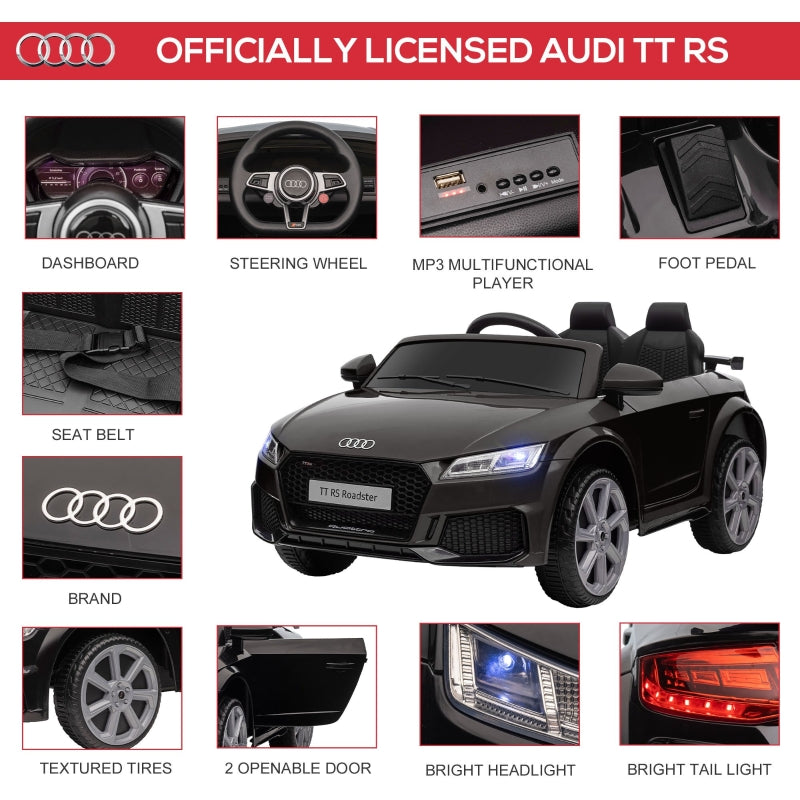 Kids Licensed Audi TT 12V Battery Remote Control Ride-On Car Black
