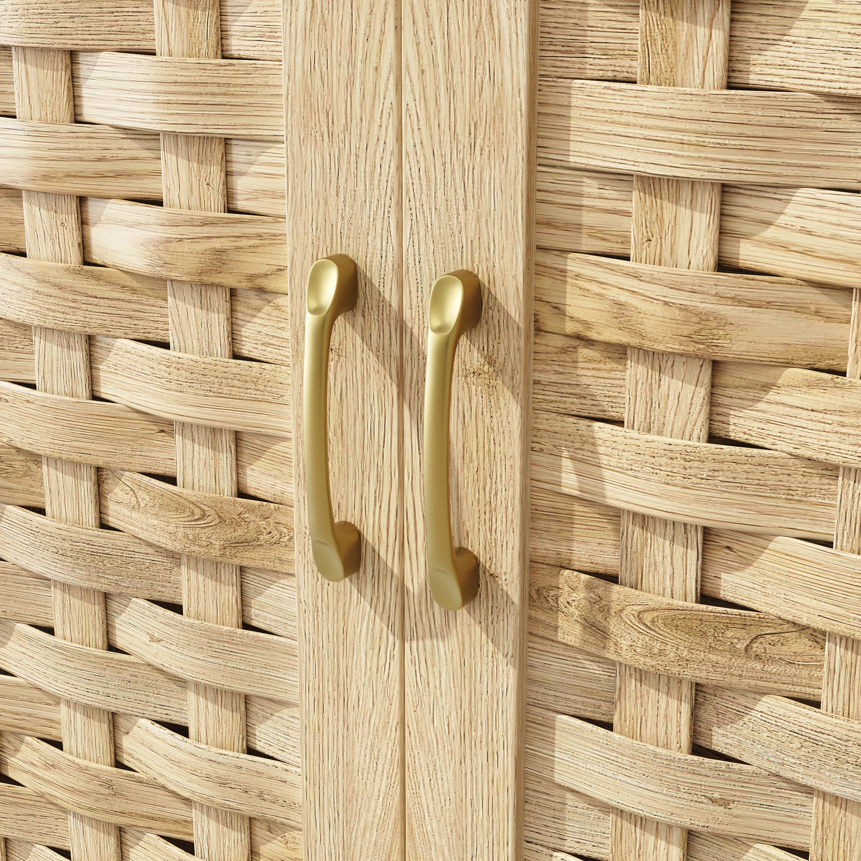 Tall Display Cabinet 120x40x180cm with LED Drawers Woven Doors - MDF