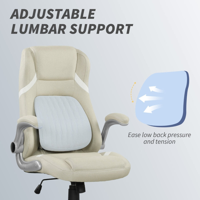 Linen-Look Office Chair with Adjustable Height and Tension, Beige