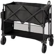 Double Decker Folding Trolley, 200KG 350L Capacity Collapsible Wagon Extended, Black