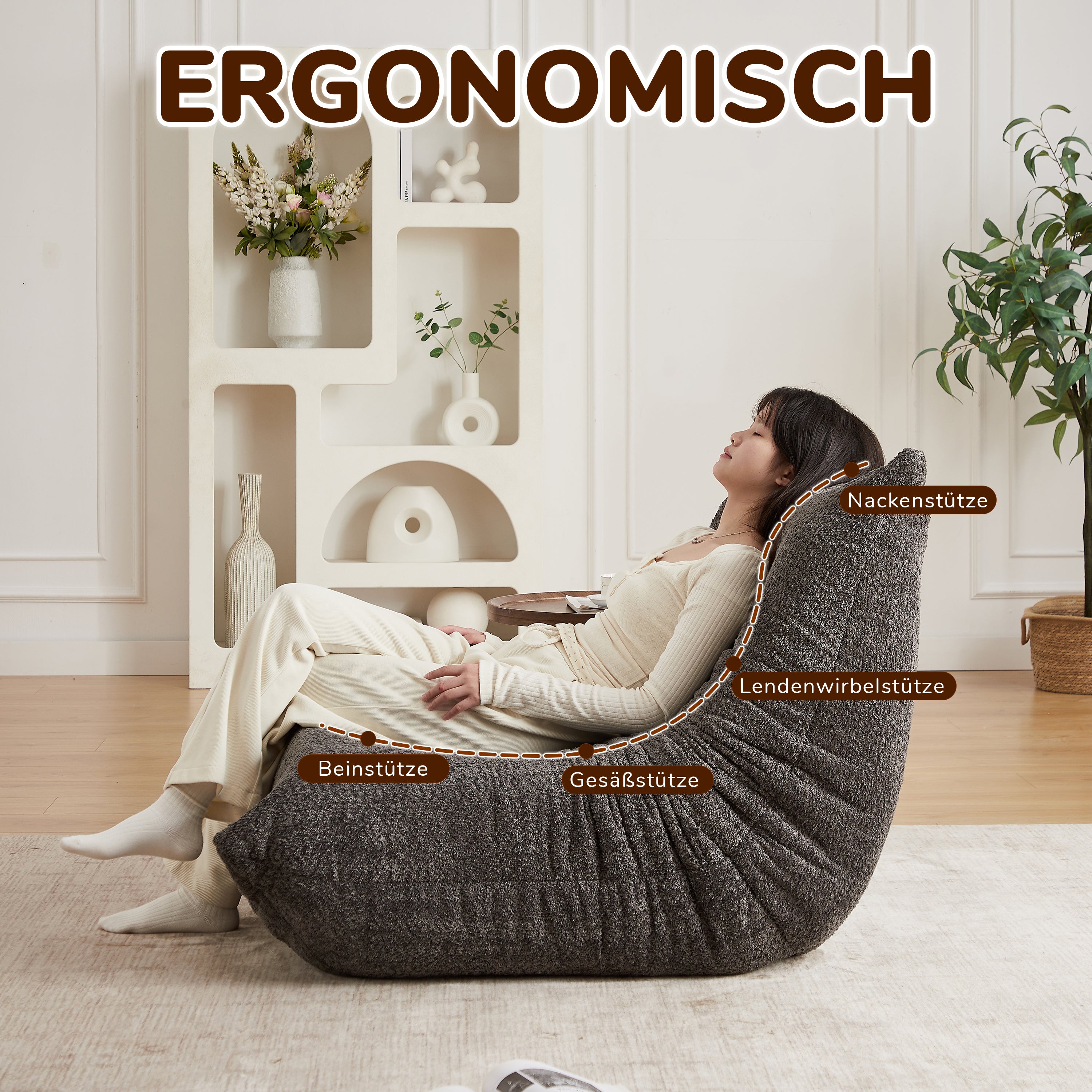 Togo Style Floor Lounge Chair Memory Foam - Chenille