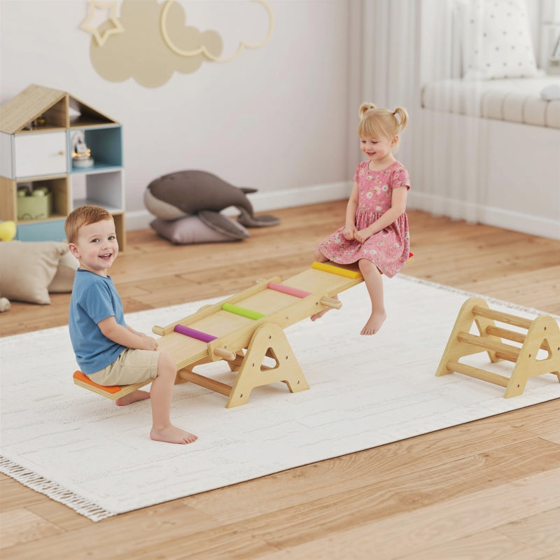 2-in-1 Balance Seesaw, Balance Beam Rocker for Garden, Wooden