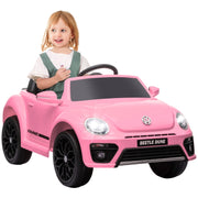 Volkswagen Beetle 12V Ride on Car with Remote Control, Suspension Wheels, Pink