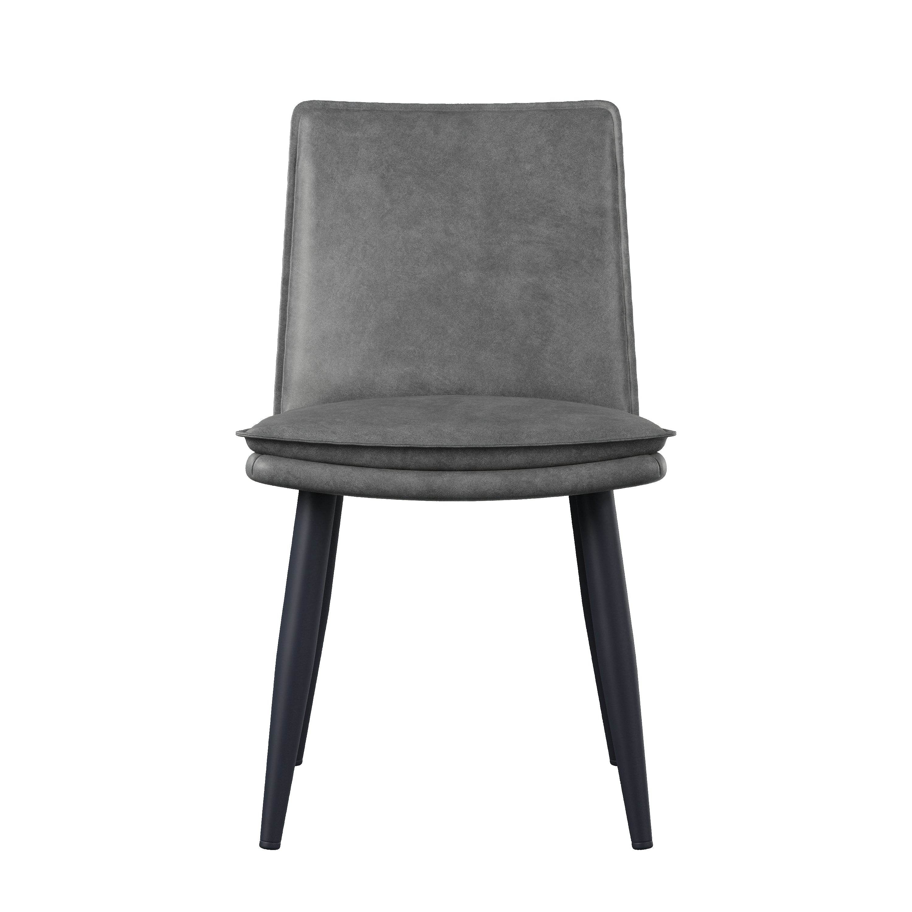 2 Dining Chairs, Double-Layered Cushions, Comfortable PU, Grey
