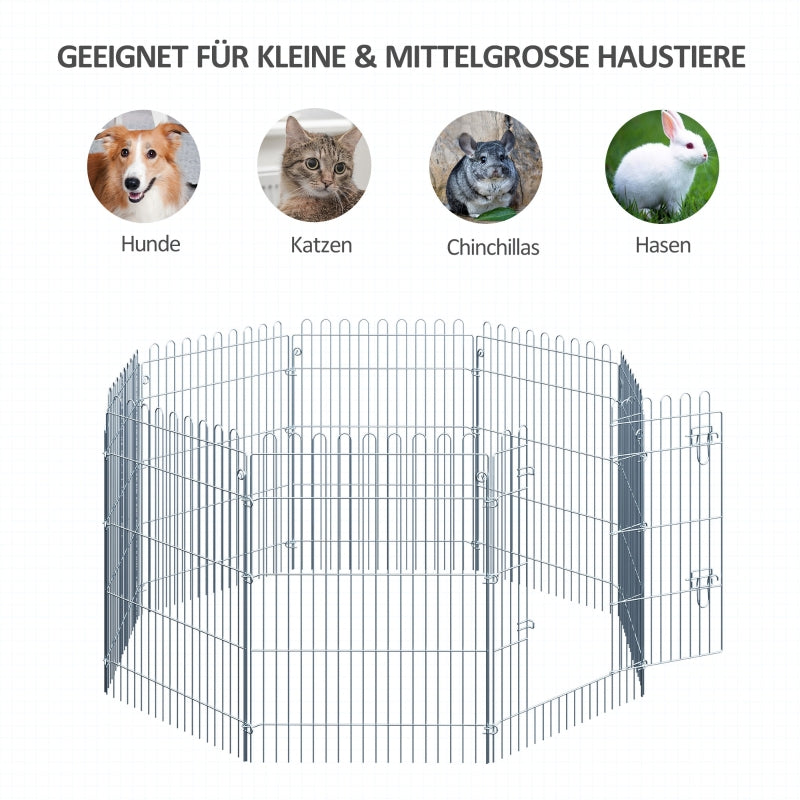 Outdoor Enclosure, 8-Part Puppy Run & Playpen Gate, Metal