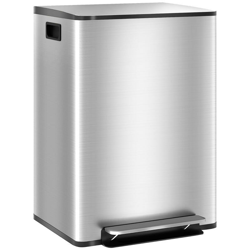 60L Dual Compartment Bin Deodoriser Holders Stainless Steel, Silver Tone