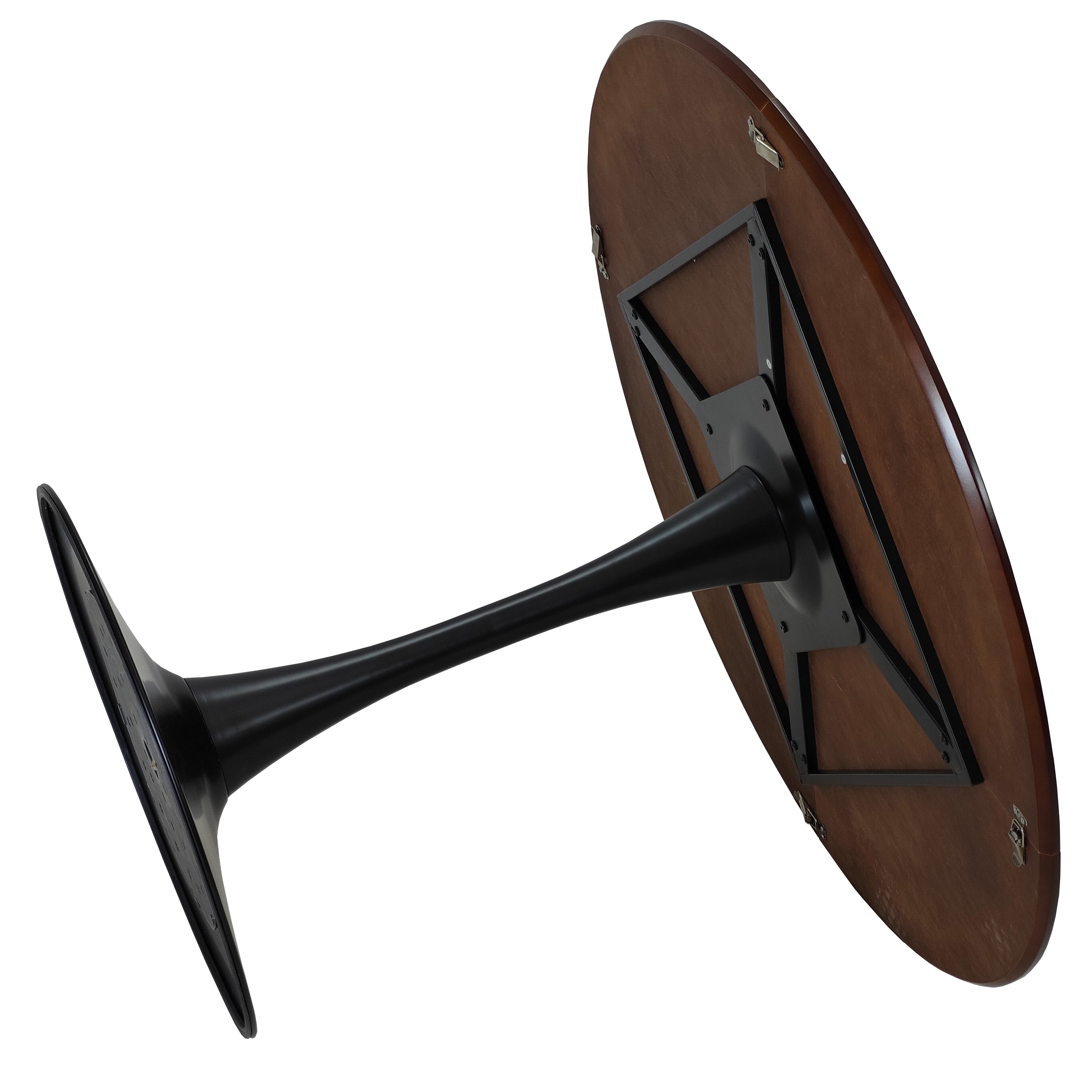 Modern Round Dining Table, 47.24" Four Patchwork Tabletops, Oak Wood Grain & Metal