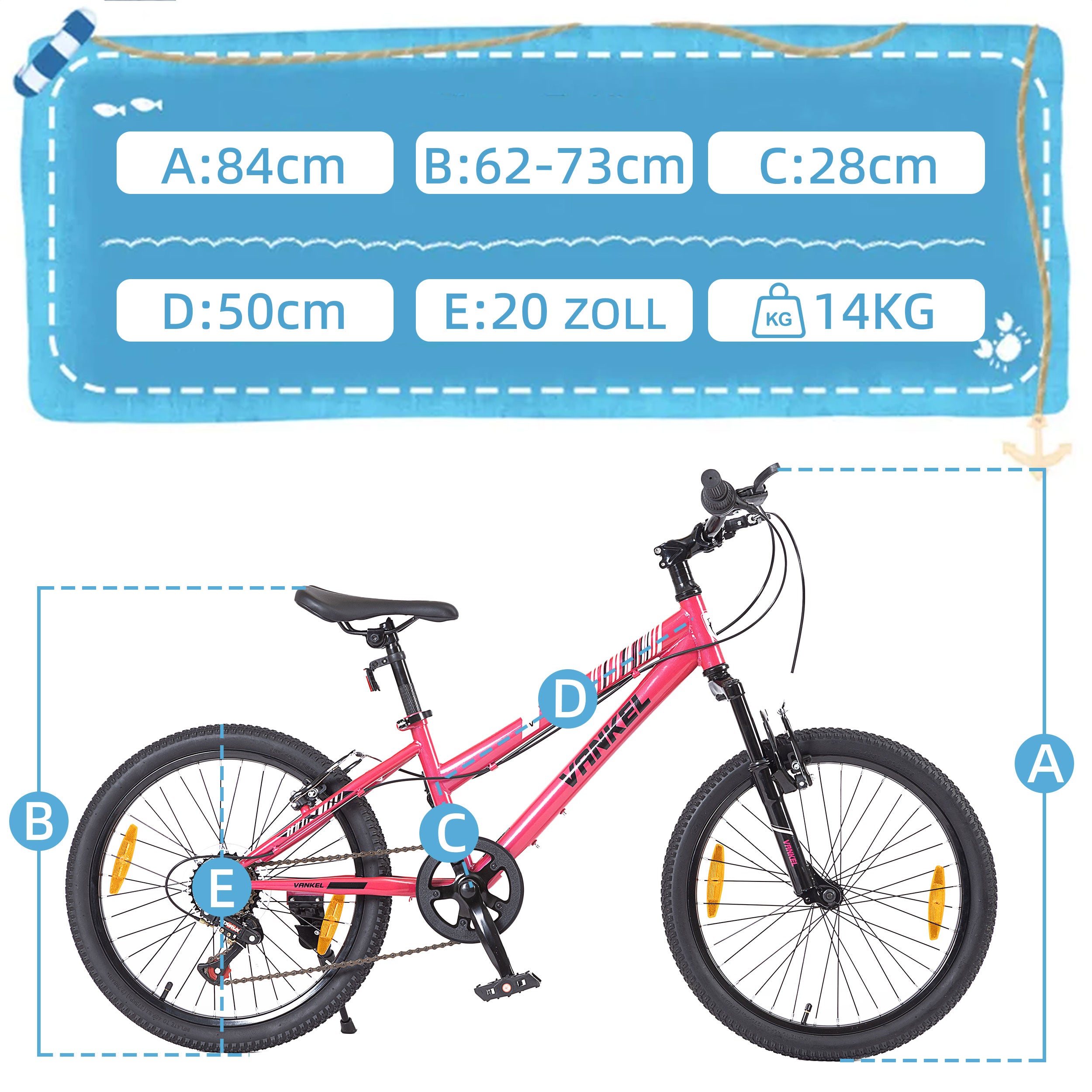 20-inch Children's Mountain Bike with 6-Speed Derailleur and V-Brakes, For Boys and Girls