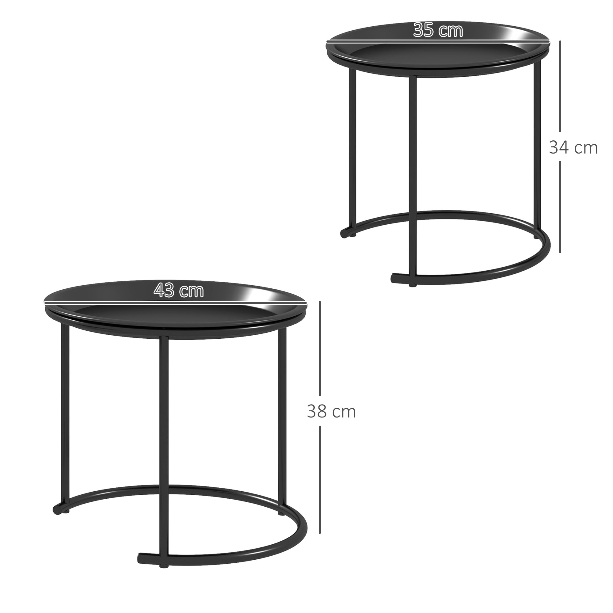 Coffee Tables, Round Stackable, Steel, Black