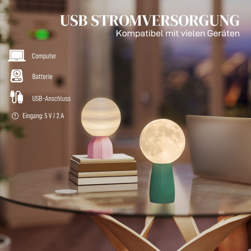 Planetary Table Lamp Set, 3 Colors USB Plastic, White