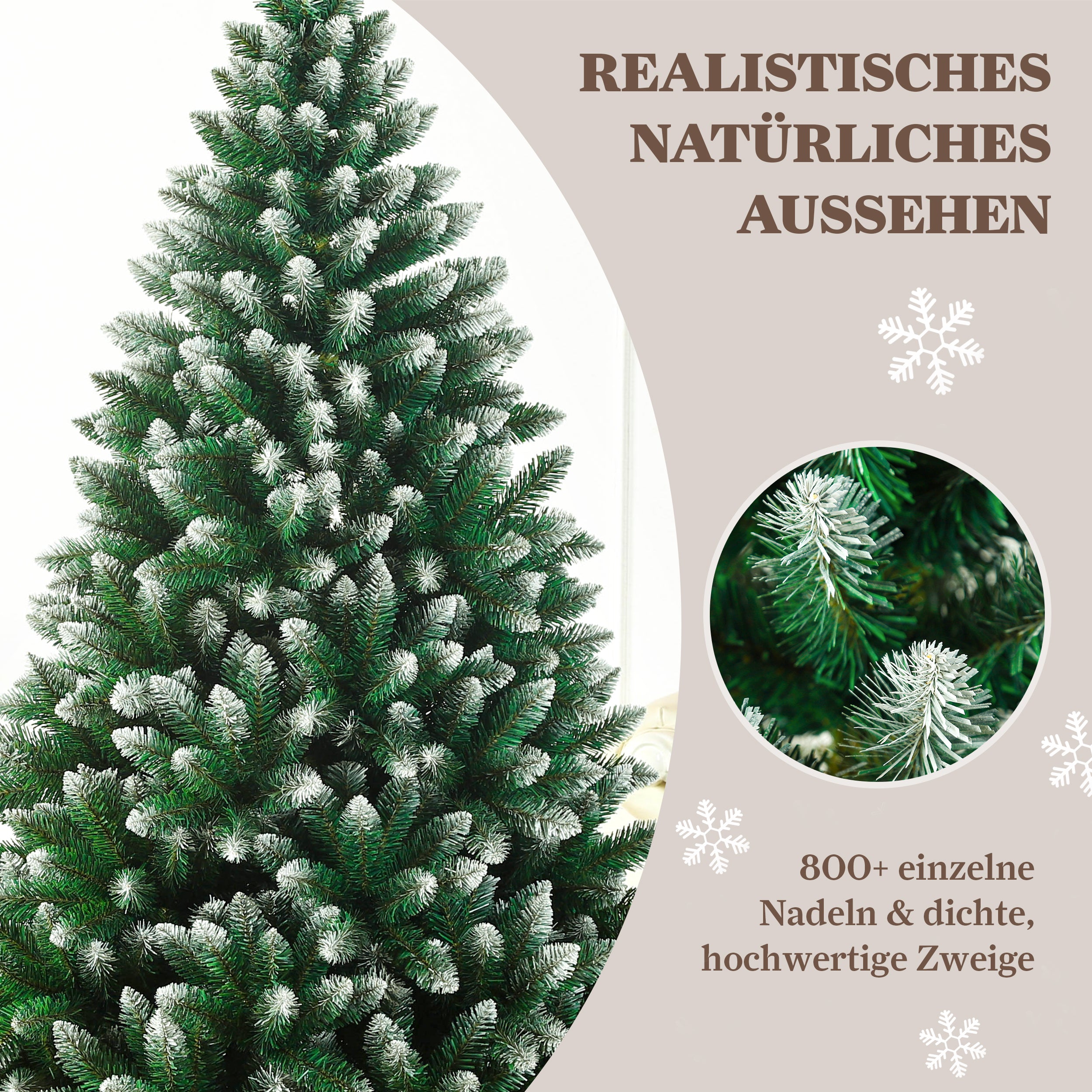 Artificial Christmas Tree 180cm 800 Tips with Lights - Natural Style