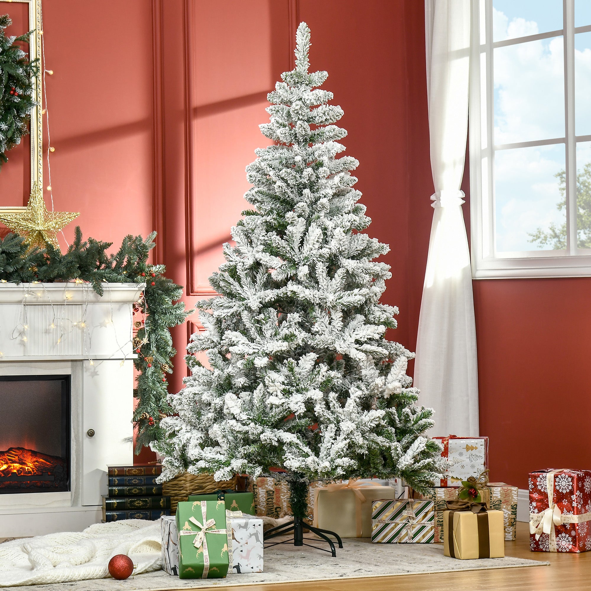 Artificial Christmas Tree, Snow Effect, Flame Retardant, Green/White