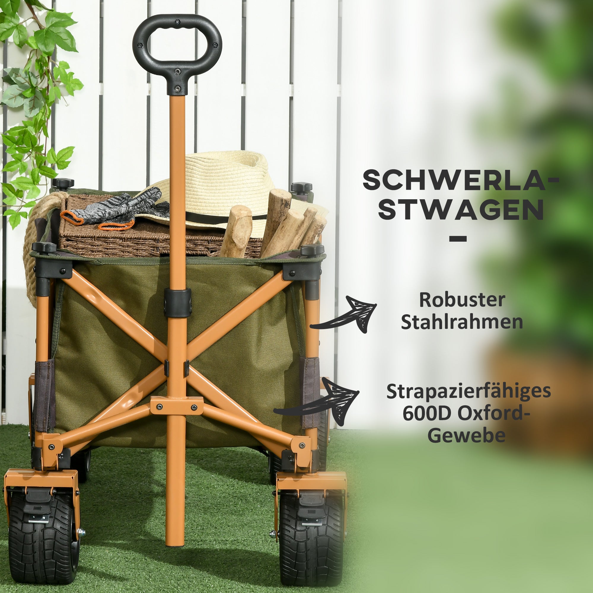 Handcart Foldable Transport Cart with Folding Board, 120 kg, Green