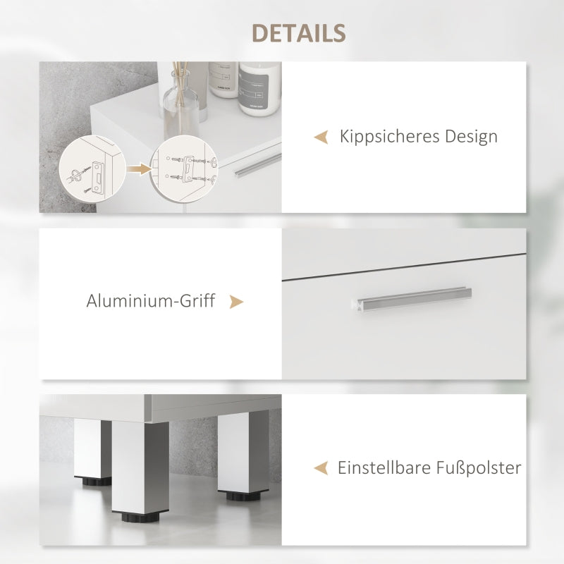 Narrow Bathroom Cabinet Adjustable Shelf 3 Drawers, White