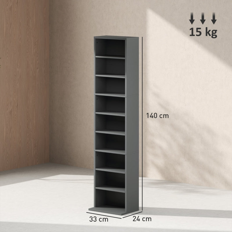 260 Narrow CD/DVD Storage Unit Tall Design Grey