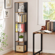 Bookshelf 5-Tier Steel Frame Rustic Brown
