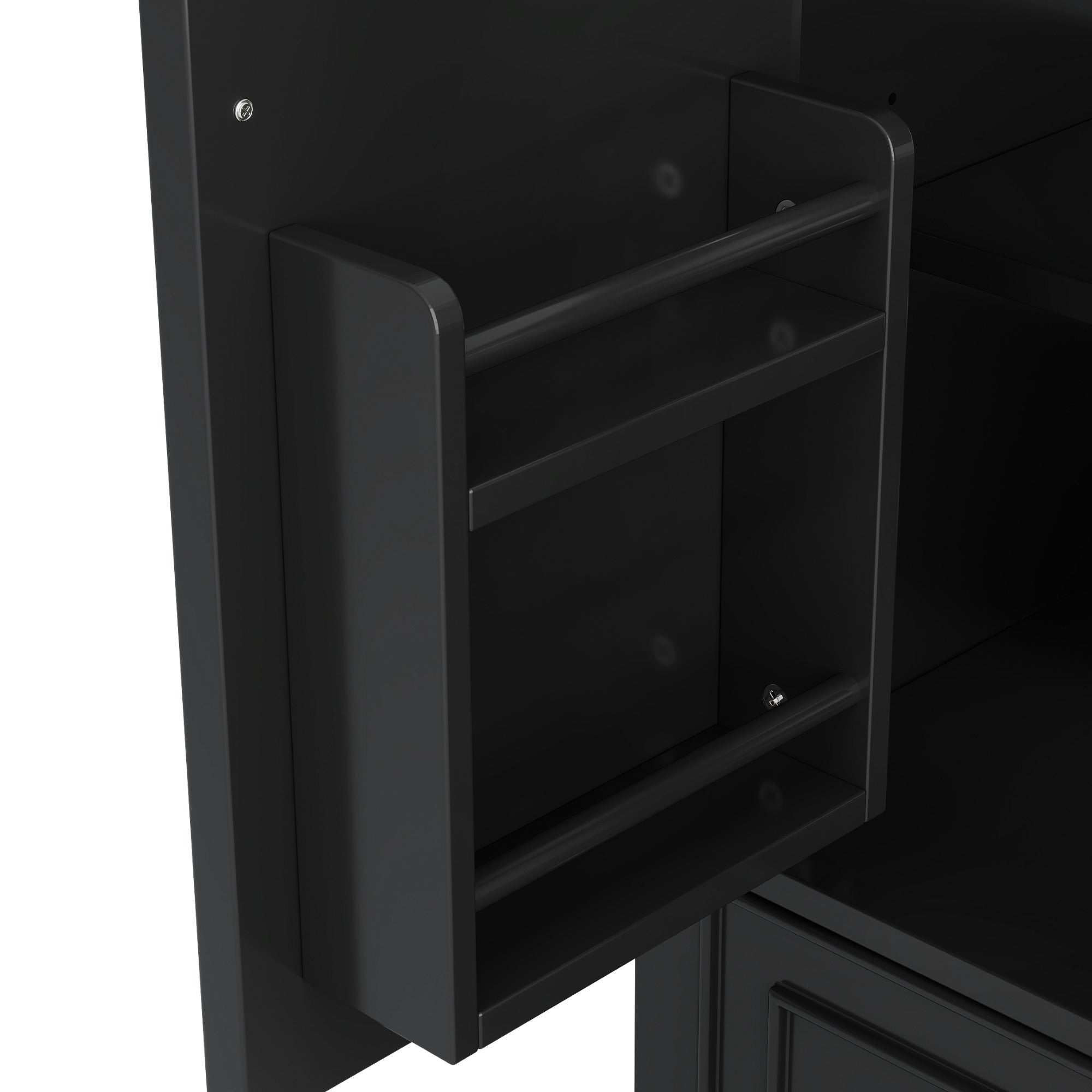 Bathroom Vanity Unit with Ceramic Sink and Solid Wood Legs, White and Black