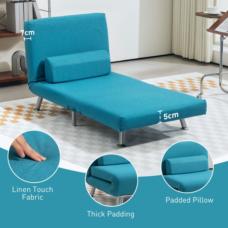 Single Sleeper Chair - Linen-Feel, Dark Blue