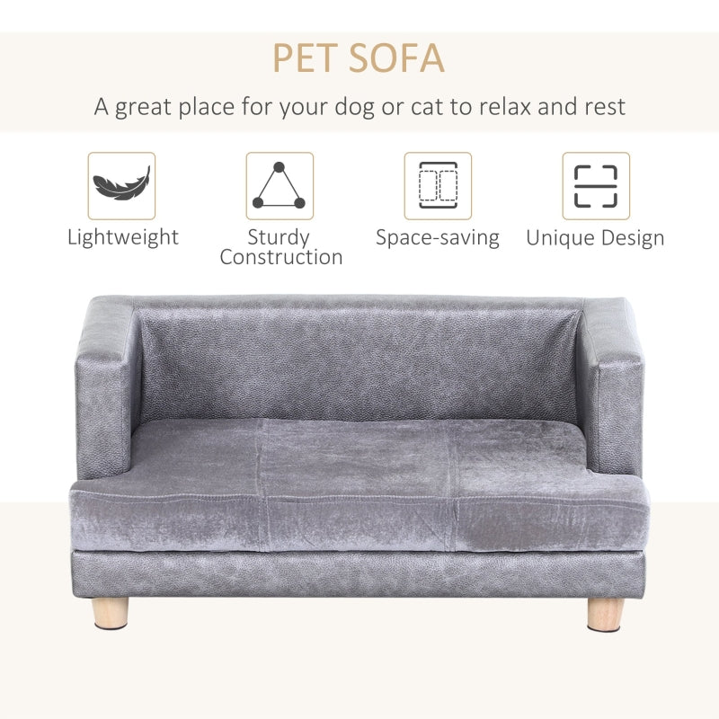 Dog Sofa Bed - Elevated Pet Chair with Soft Cushion, Grey
