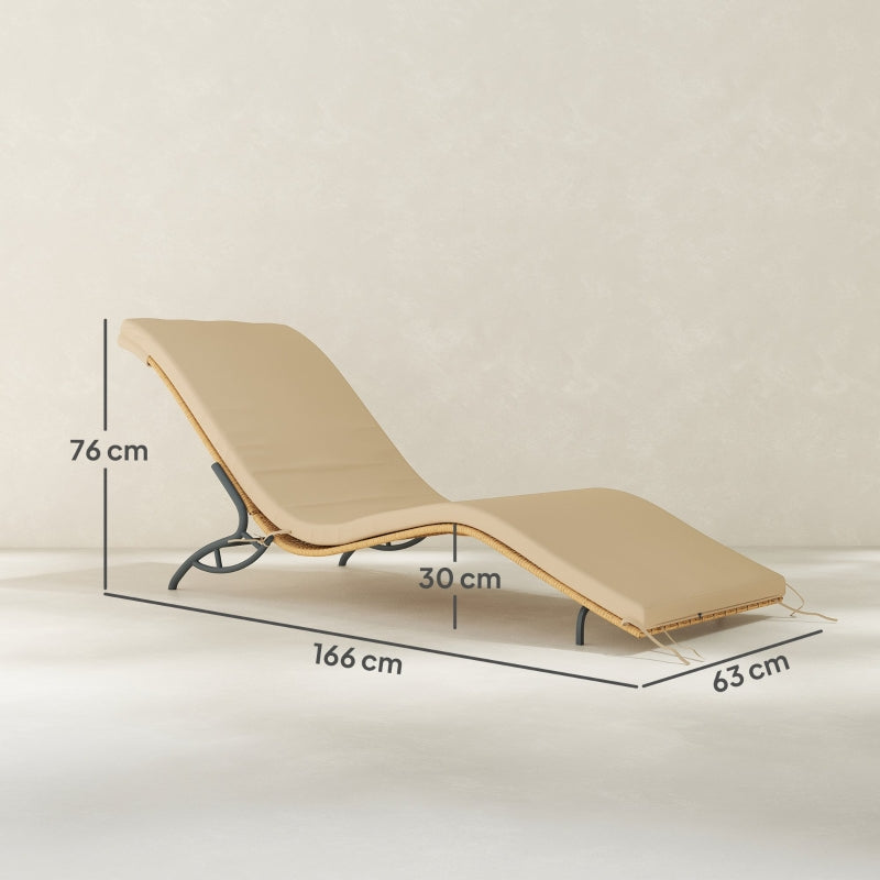 Sun Lounger, Water-Repellent, 120 kg Load Capacity, Polyrattan Beige