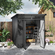 Outdoor Storage Shed 6 x 6ft with Windows and Air Vents, Dark Grey