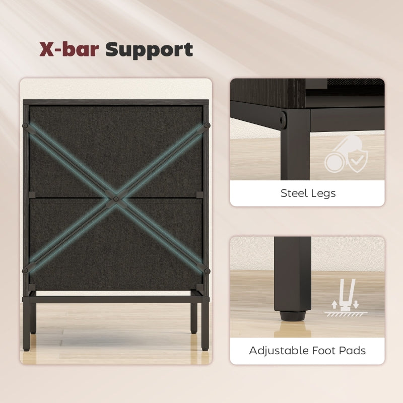 Chest of Drawers Dresser 2 Fabric Drawers Aluminium Handles Black