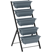 5-Tier Raised Garden Bed, Vertical Ladder Plant Stand with 5 Removable Boxes, Grey