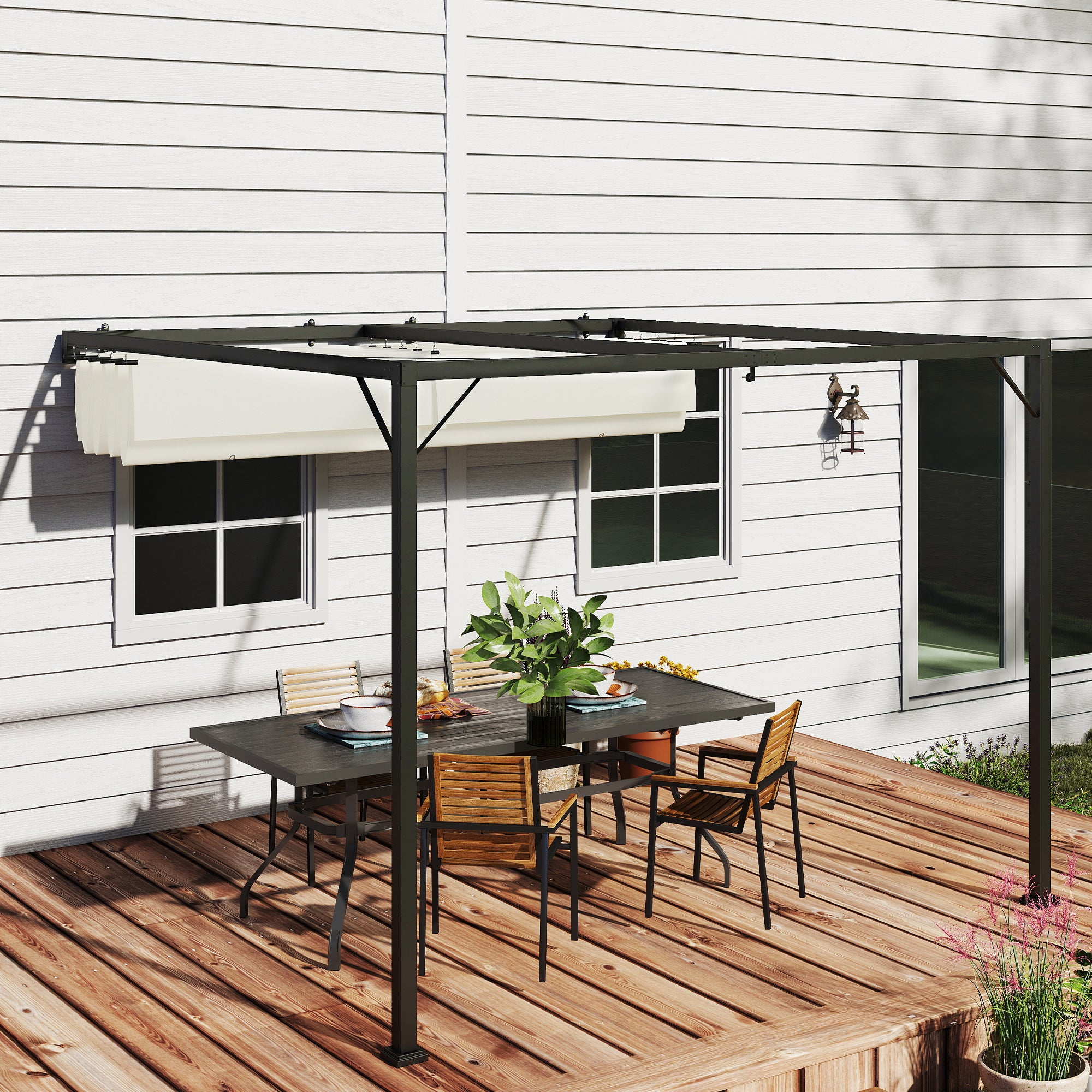 Pergola 3x3m Sliding Canopy Cream White