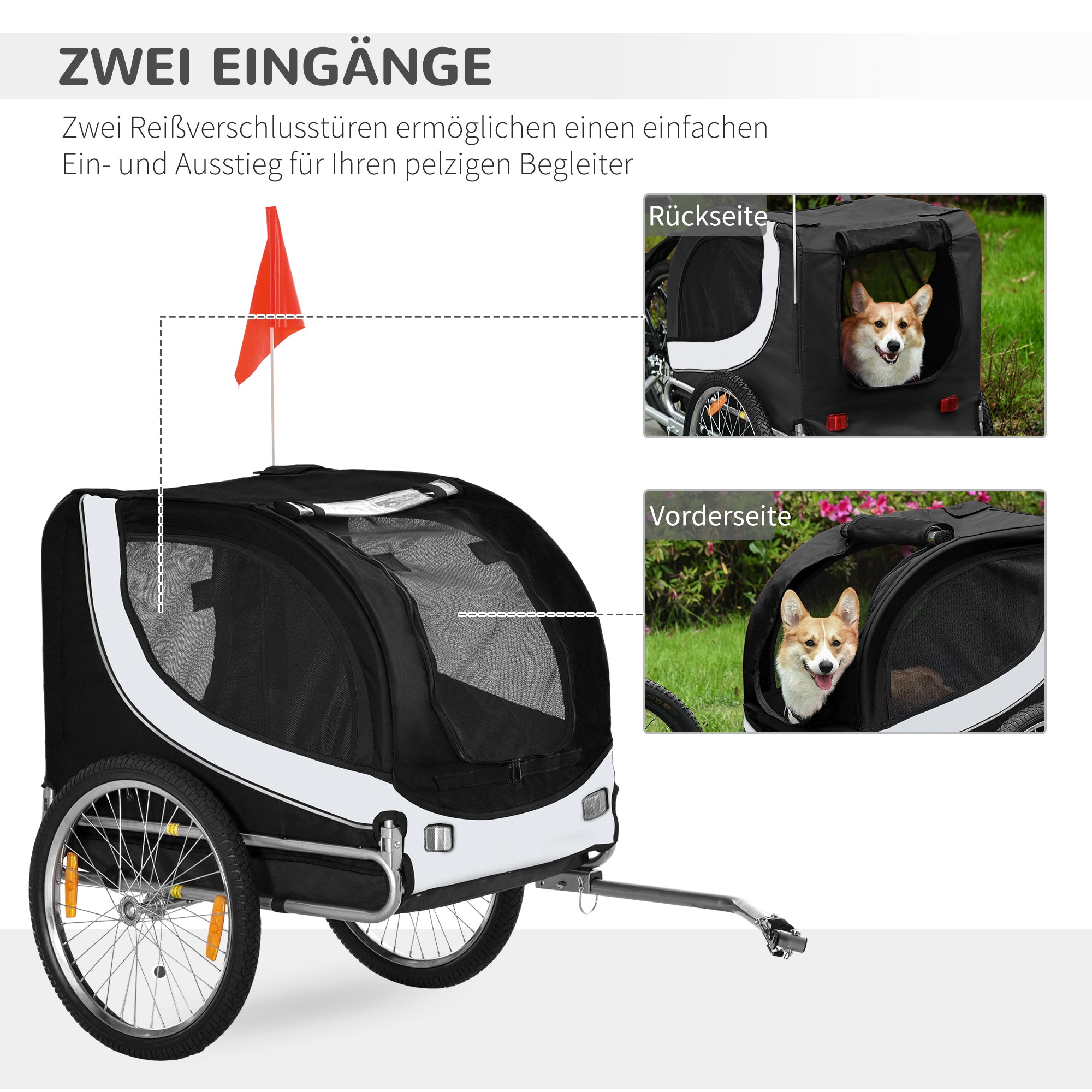 Dog Trailer Bicycle Transporter White+Black