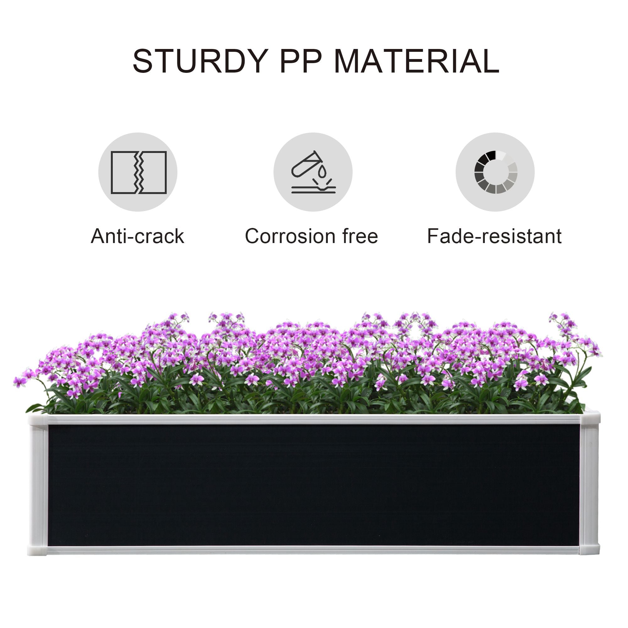 Raised Garden Bed 302L Weather-resistant 120x90x30cm PP Plastic