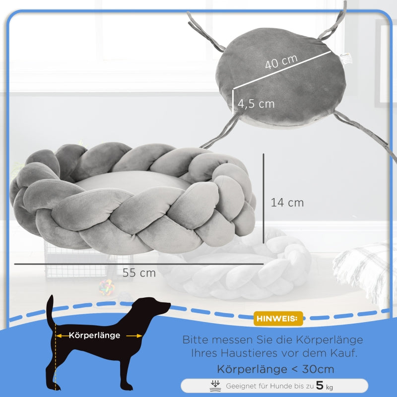 Pet Bed with Cushion, Washable, Grey