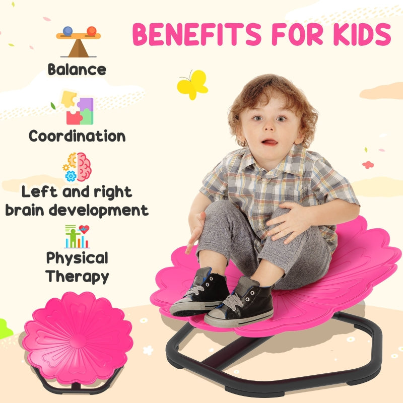 Flower-Shaped Sensory Spinning Chair Non-Slip Base Balance/Coordination Pink
