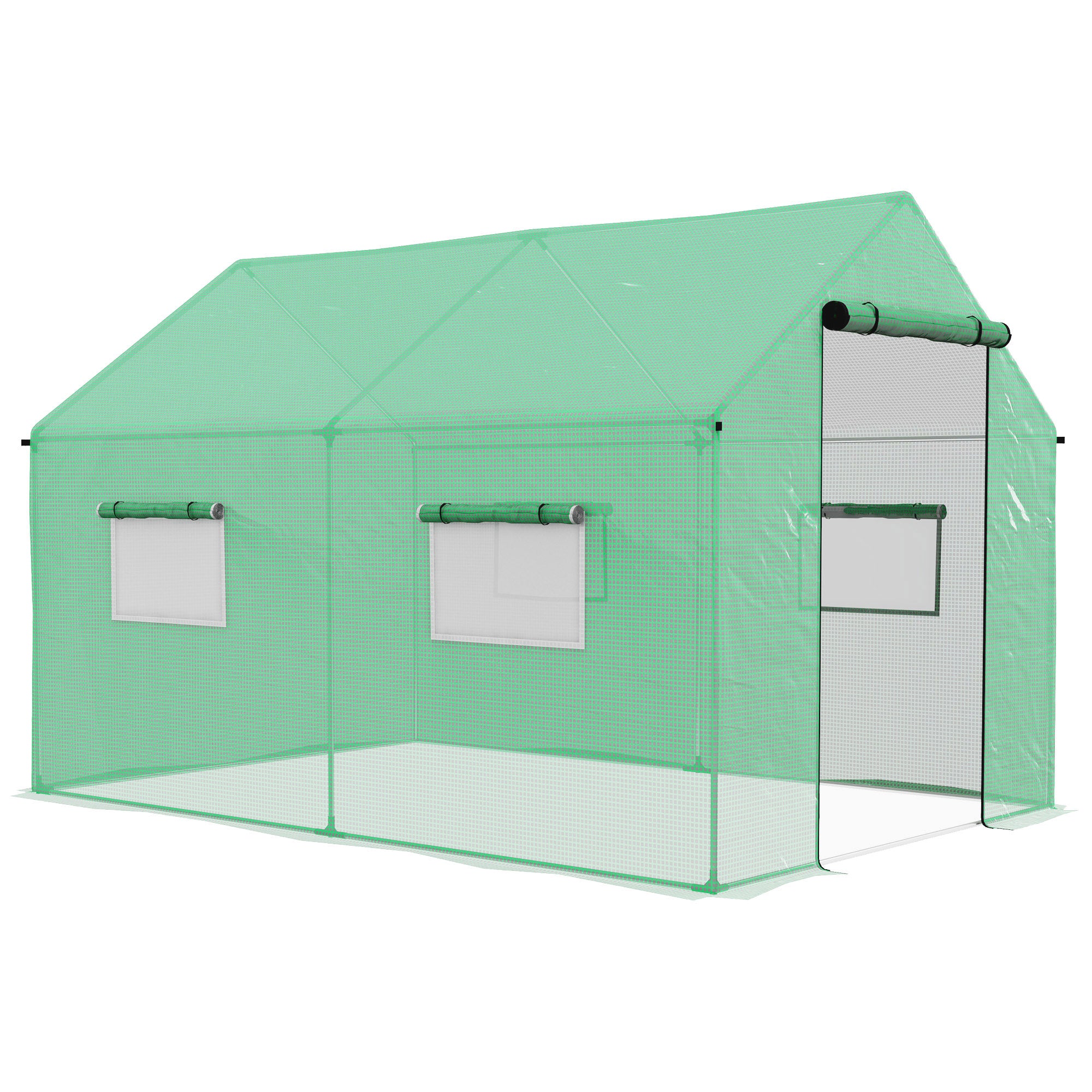 Polyethylene Polytunnel Greenhouse, Walk-in 2 x 3m, Green