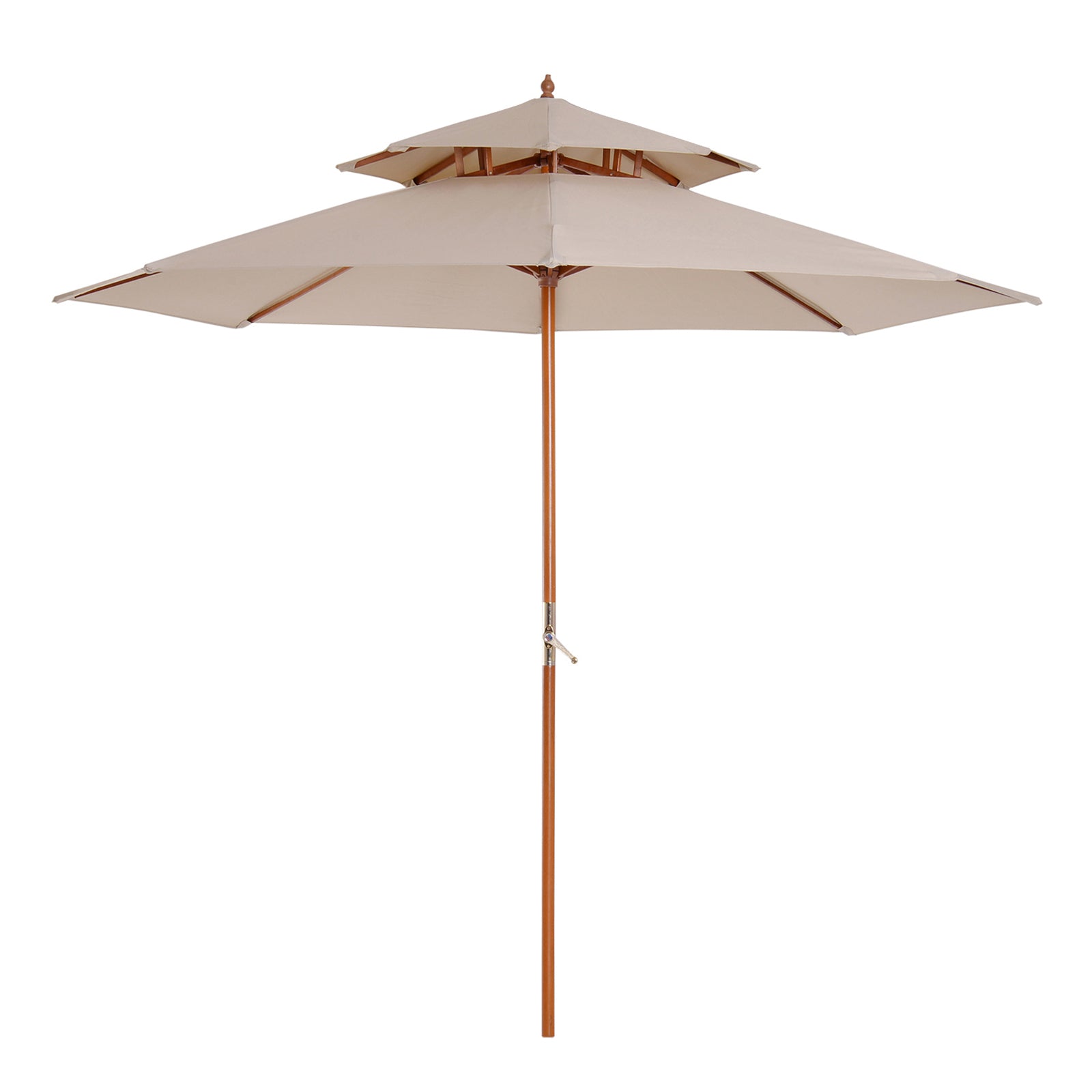Parasol Umbrella 2.7m Wooden Frame Elegant Beige
