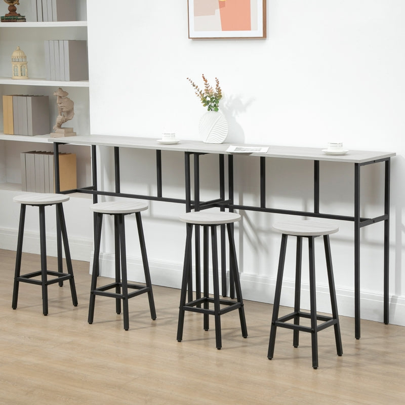 6-Piece Bar Table Set with 2 Breakfast Tables and 4 Stools, Counter Height, Grey