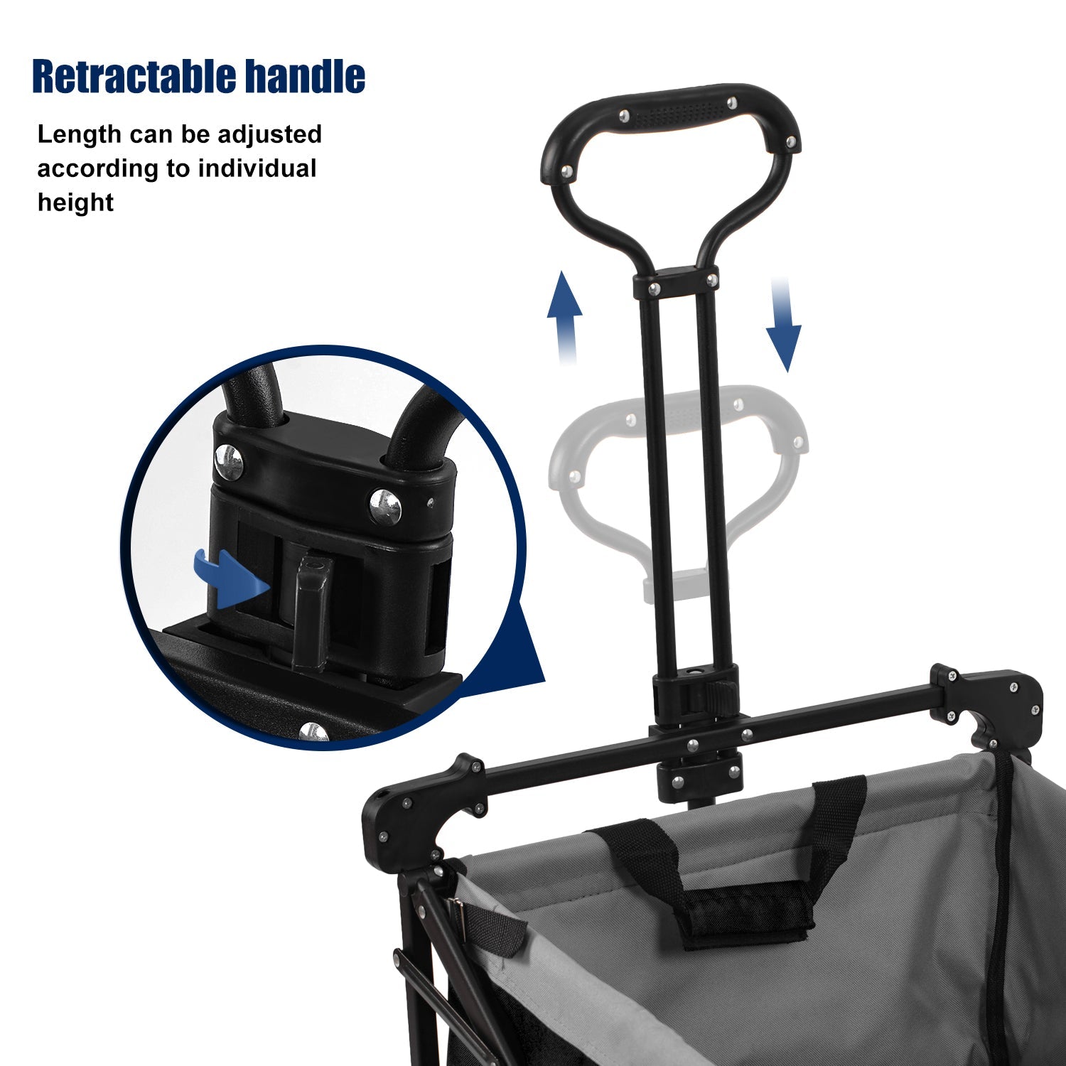 Garden Cart: Removable Canopy, Foldable Trolley Wagon, Front Cup Holder, Cooler Bag, Push Pull Handle, Hand Truck (Black)