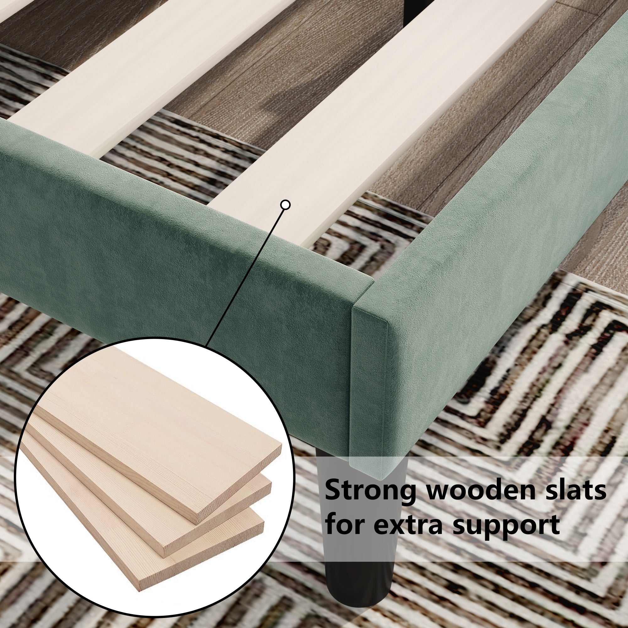 3ft Single Velvet Upholstered Bed – Dark Green