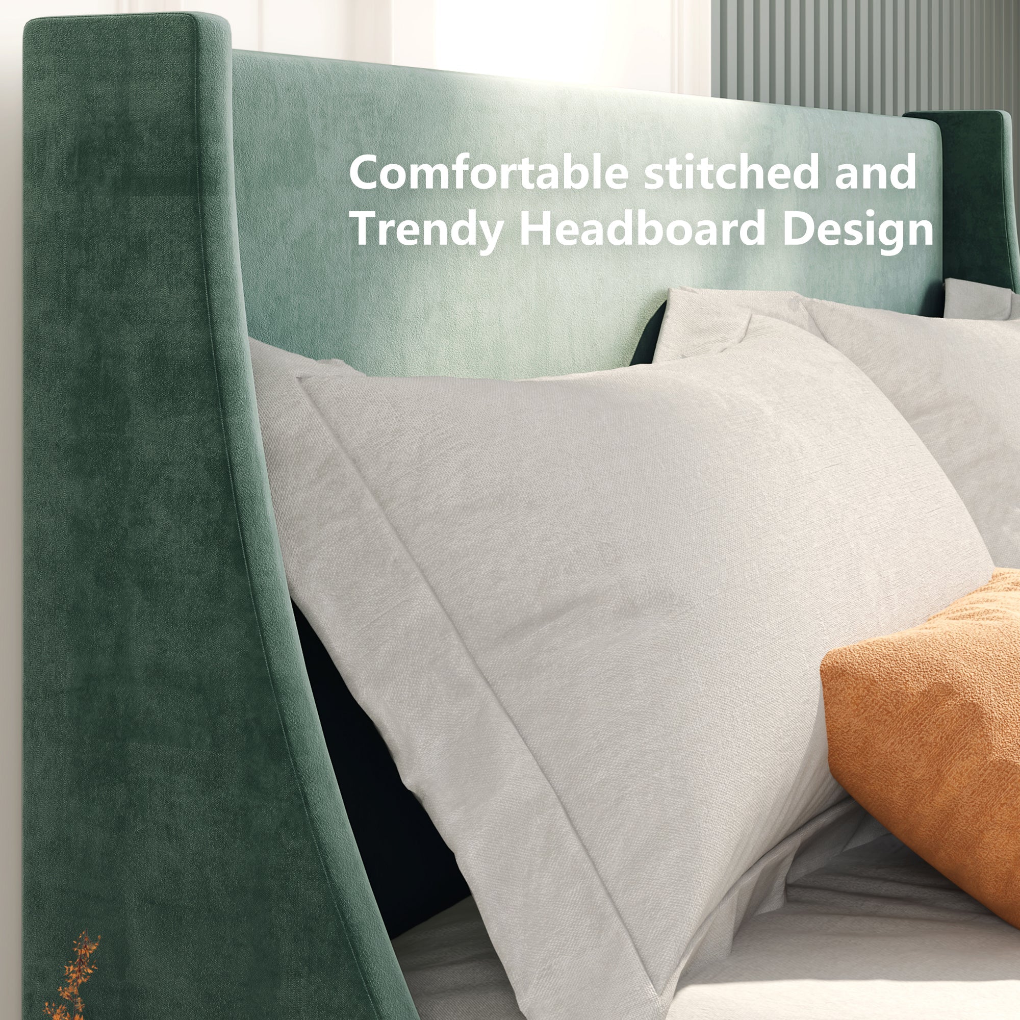 3ft Single Velvet Upholstered Bed – Dark Green