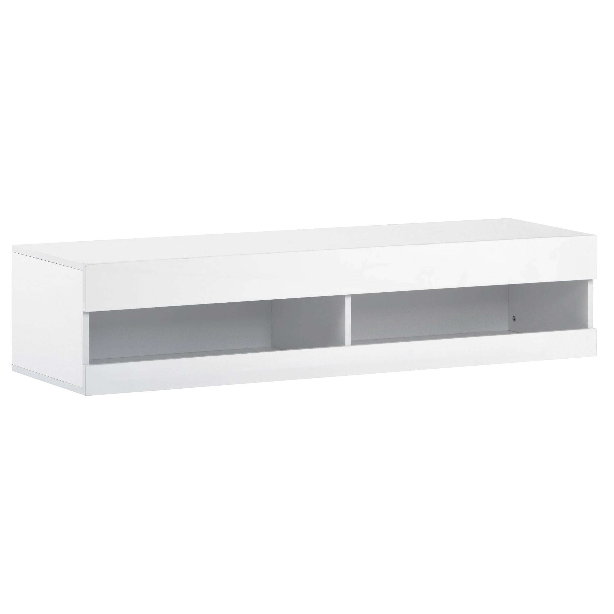 LED TV Cabinet, Lowboard with LED Lighting & Storage, White