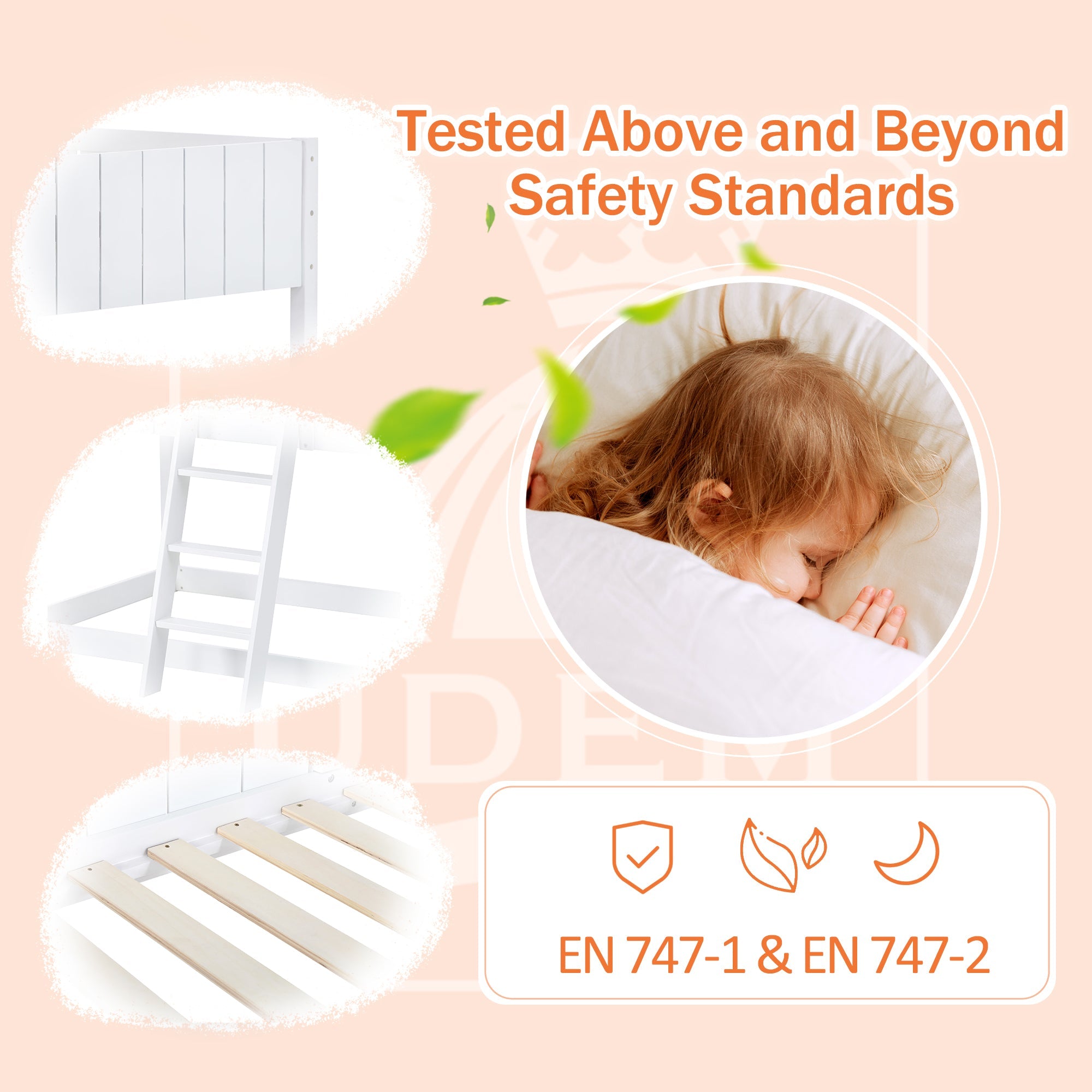 Wooden Bunk Bed with Ladder, Guard Rail & Treehouse Canopy, 3 FT Single, White