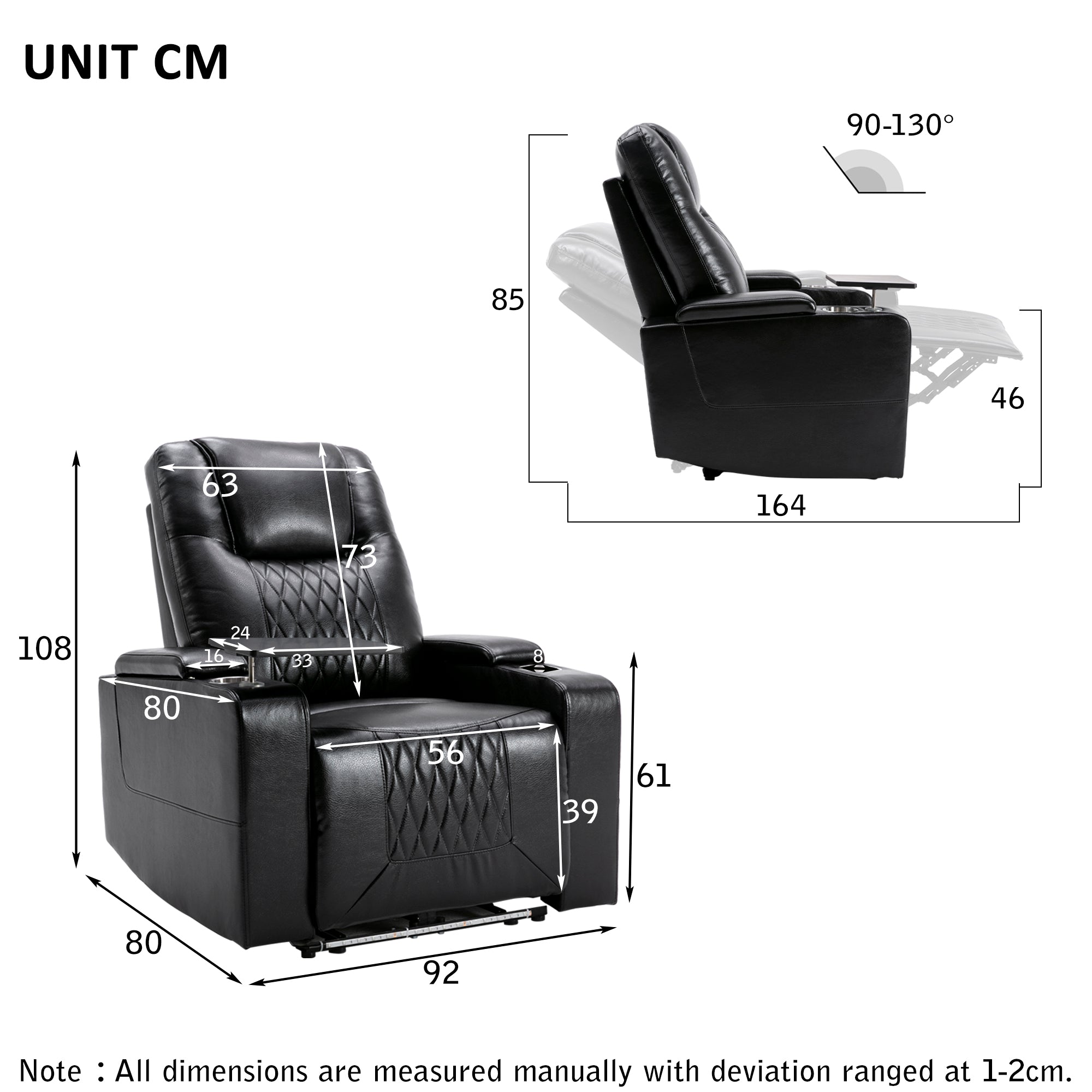 Electric Recliner Chair with USB Charge Port, 360 Swivel Tray Table, Hand in-Arm Storage, Cup Holders, Ambient Lighting