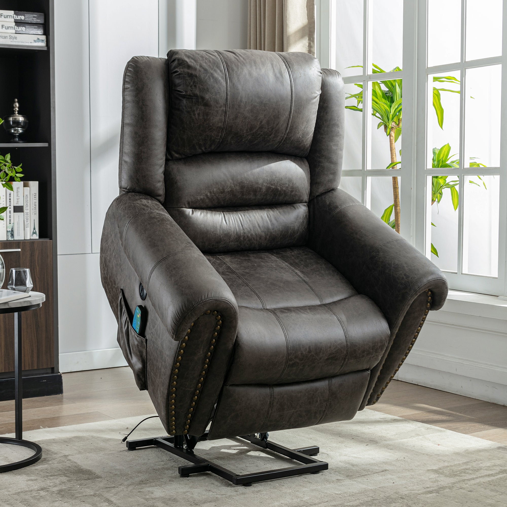Power Lift Recliner Chair with Massage, Heat, and USB Port, Heavy Duty Electric Faux Leather
